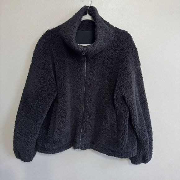 Lululemon Cinchable Fleece Zip-Up Black size 12 - Picture 2 of 9